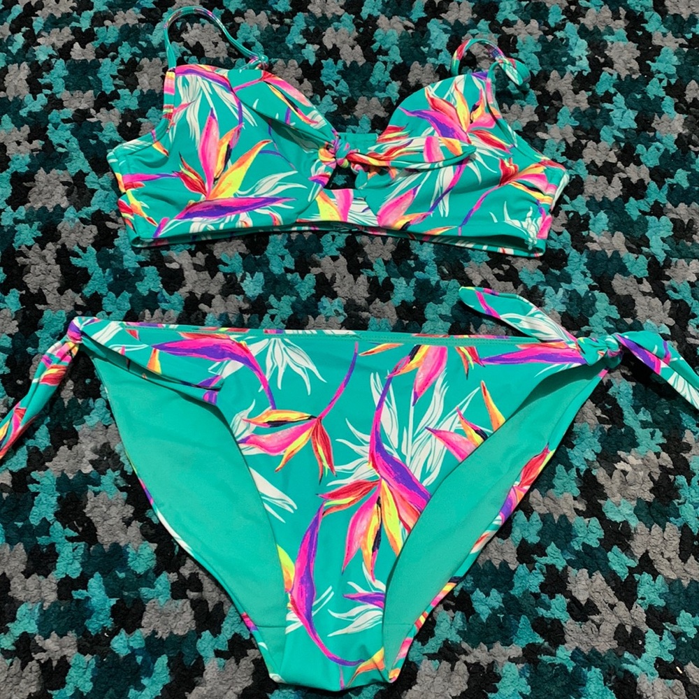 Teal Floral Bikini